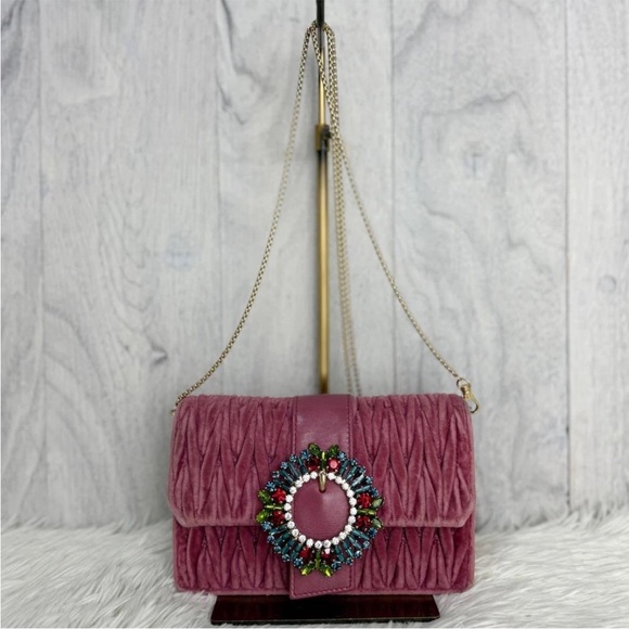 Miu Miu Pink Velvet Shoulder Bag - Picture 2 of 10